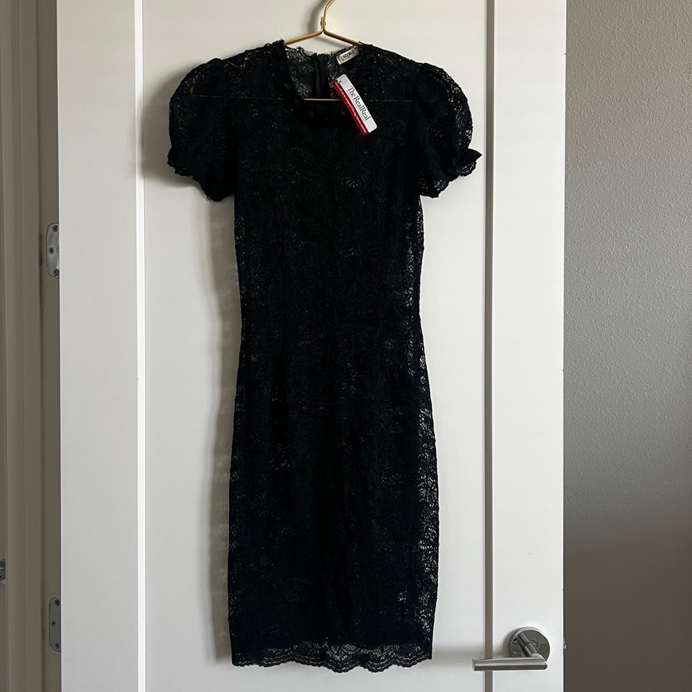 EUC L’AGENCE Black Lace Sheer Cocktail Dress Size 2